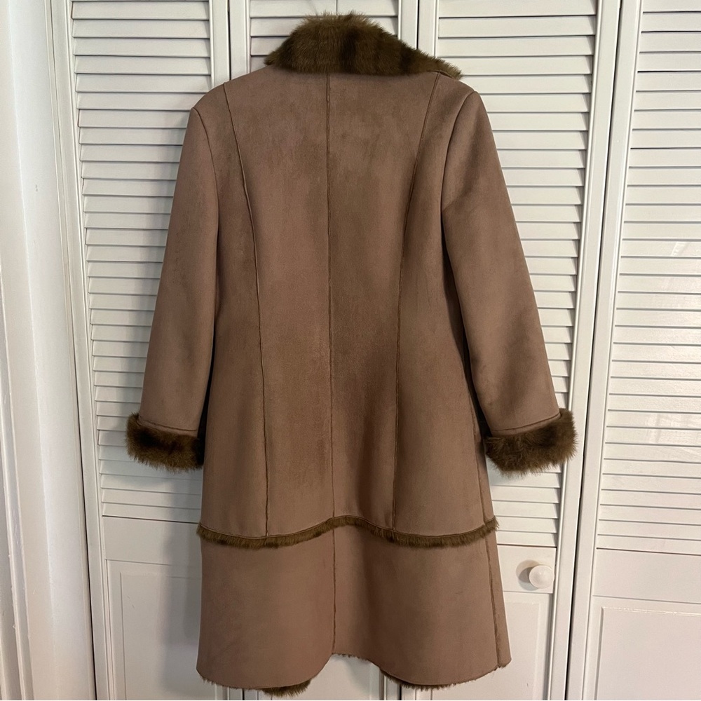 Brandon Thomas Mid-length Faux Suede Leather Faux Fur Lined Coat - Size S - Picture 2 of 13